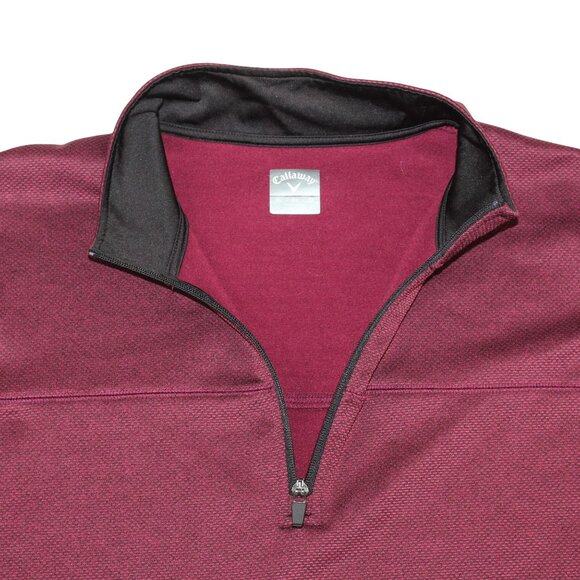 Callaway Golf Mens XL 1/4 Zip Maroon Pullover Side Pocket Jacket Athleisure Wear - Picture 4 of 9